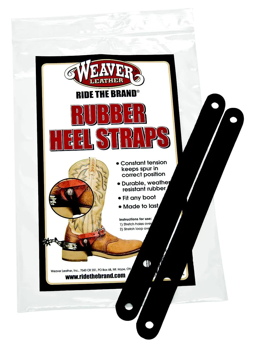 Black Rubber Spur-Hold Heel Straps